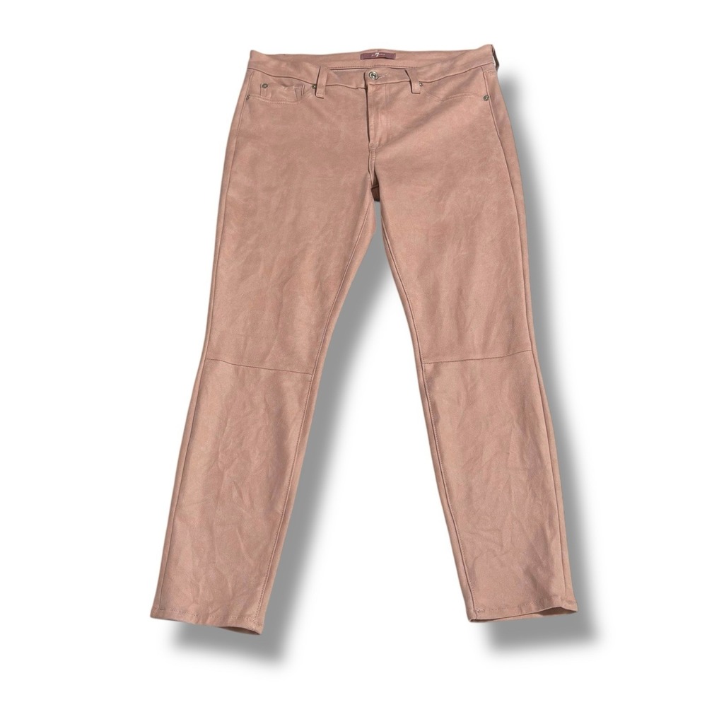 7 FOR ALL MANKIND BLUSH PINK VELVET SUEDE ANKLE SKINNY PANTS SIZE 31 x 27